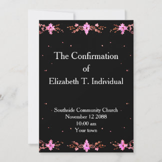 Black and Pink Church Confirmation Invitation