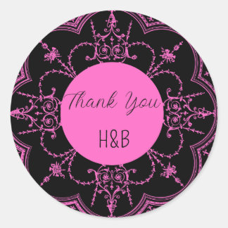 Black and Pink Classic Round Sticker