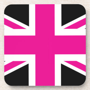 Black and Pink Classic Union Jack British(UK) Flag Coaster