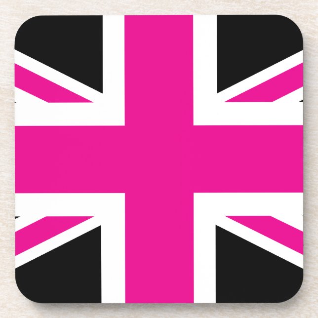 Black and Pink Classic Union Jack British(UK) Flag Coaster (Front)