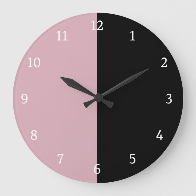 Black and pink colour block large clock (Front)