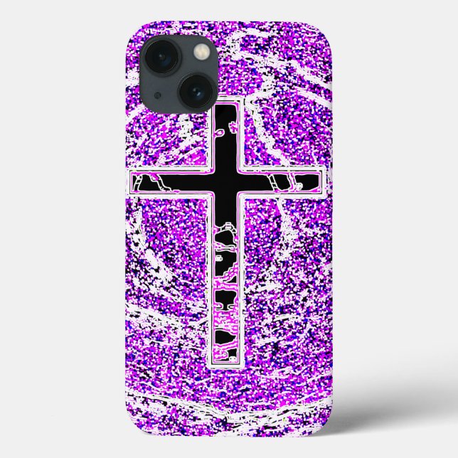 BLACK AND PINK CROSS WITH PURPLE BACKGROUND Case-Mate iPhone CASE (Back)