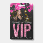 Black and Pink Customisable VIP All Access Badge