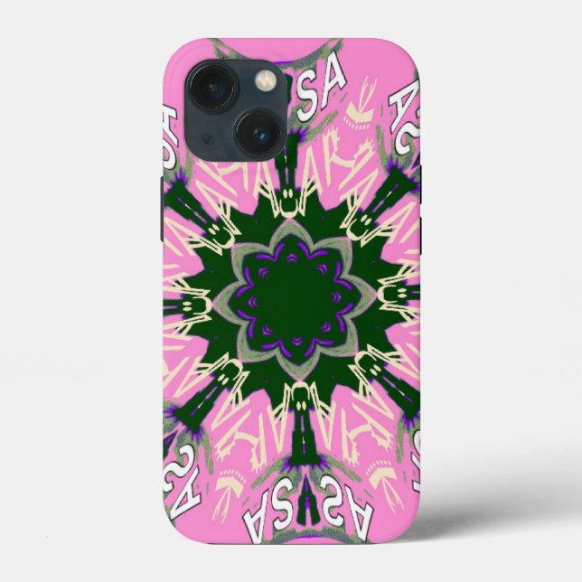 Black and Pink Cute Floral Fashion Motif Monogram  Case-Mate iPhone Case (Back)