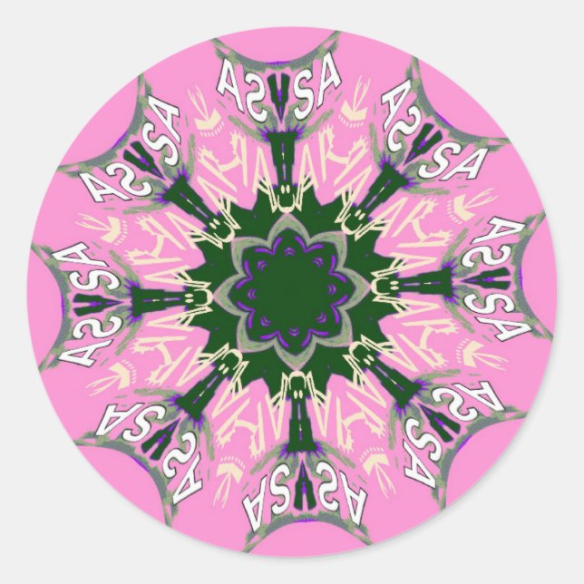 Black and Pink Cute Floral Fashion Motif Monogram  Classic Round Sticker (Front)