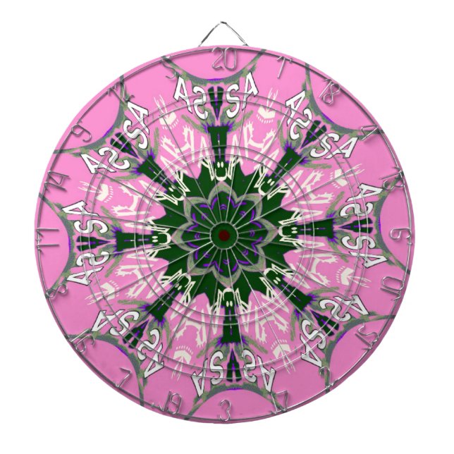 Black and Pink Cute Floral Fashion Motif Monogram  Dartboard (Front)