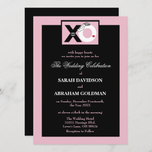 Black and Pink Cute Funny Wedding Invitations