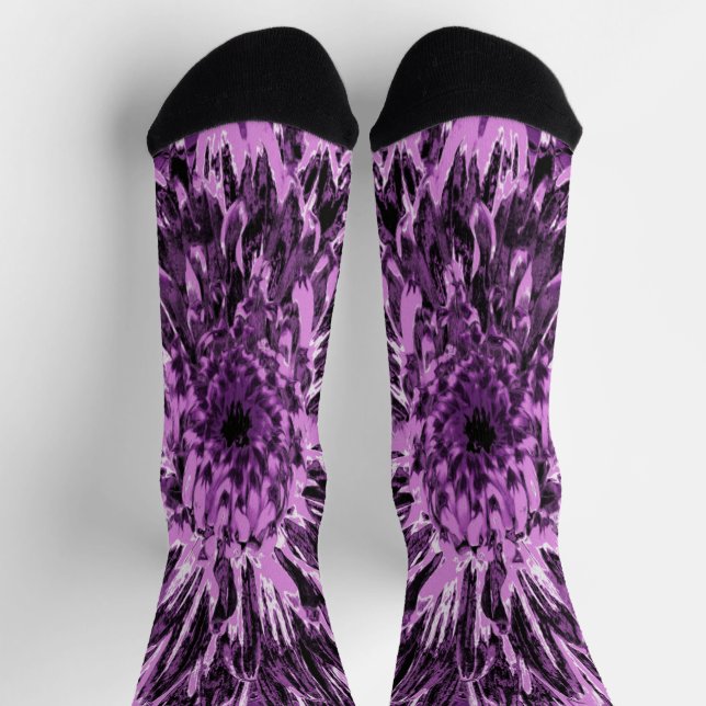 Black and Pink Dahlia Flower Socks (Top)
