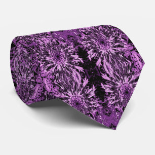 Black and Pink Dahlia Flower Tie