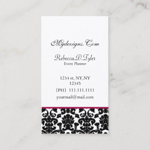 black and pink damask Chic Business Cards