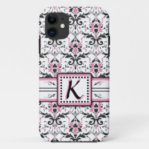 Black and Pink Damask Monogram Case-Mate iPhone Case