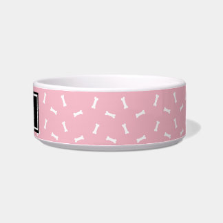 Black and Pink Dog Bones Personalised Dog Dish