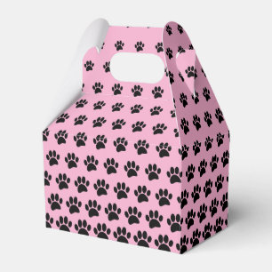 Black and Pink Dog Paw Print Pattern Custom Favour Box