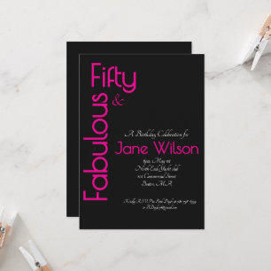 Black and Pink Elegant 50th Birthday Invitation