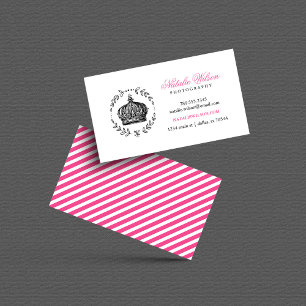 Black and Pink Elegant Crown Business Card