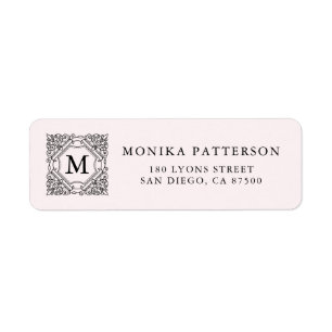 Black and Pink Elegant Ornamental Frame Monogram