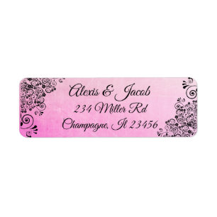 Black and Pink Elegant Script Return Labels