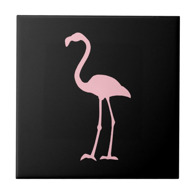 Black and Pink Flamingo Silhouette Tile (Front)