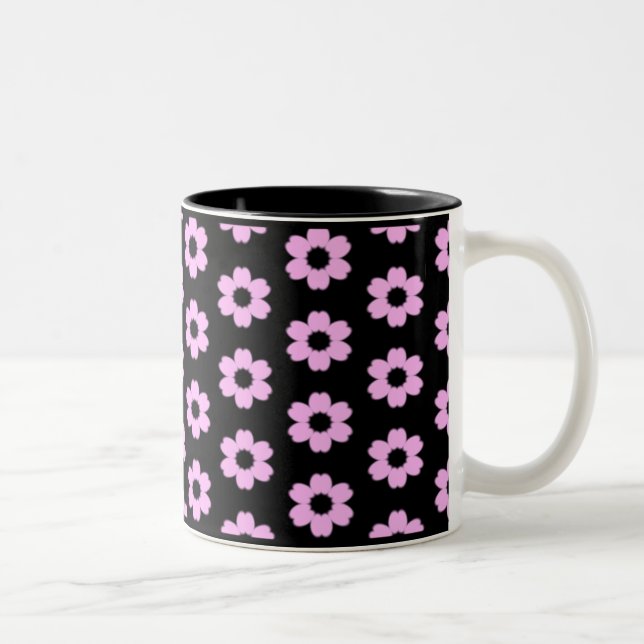 Black and Pink Floral Coffee Mug (Right)