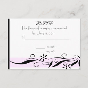 Black and pink floral RSVP card