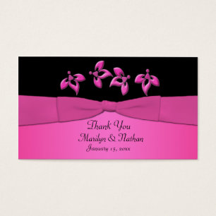 Black and Pink Floral Wedding Favour Tag