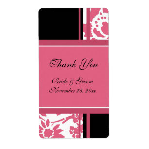 Black and Pink Floral Wedding Labels
