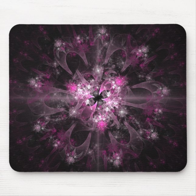 Black And Pink Fractal Mouse Pad (Front)