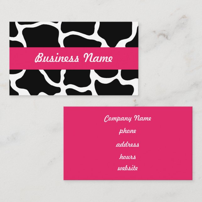 Black and Pink Giraffe Business Card (Front/Back)