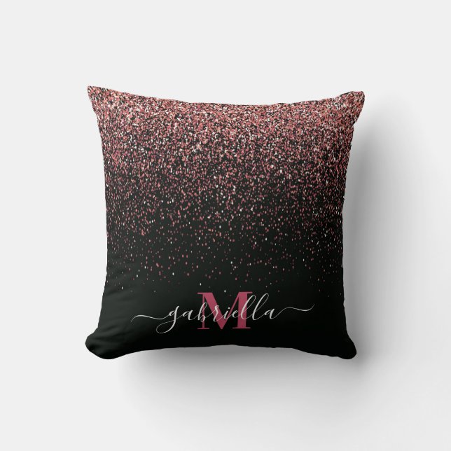 Black and Pink Glitter Cushion (Front)