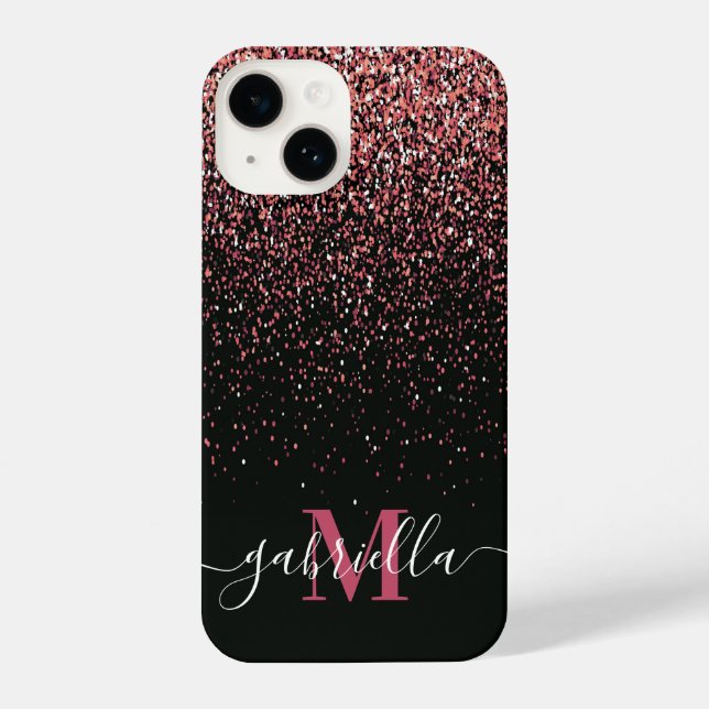 Black and Pink Glitter iPhone Case (Back)