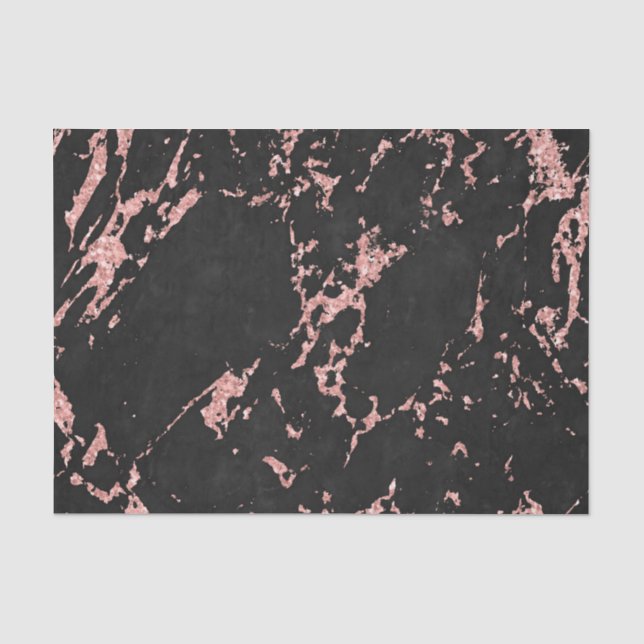 Black And Pink Glitter Marble Stone Tissue Paper (Front)