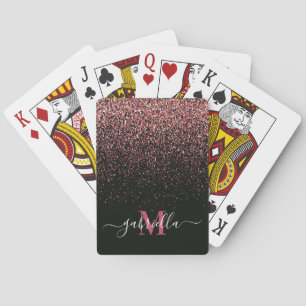 Black and Pink Glitter Playing Cards