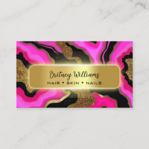 Black and pink Gold Agate Business Card