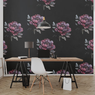 Black and Pink Gothic Flowers Wallpaper