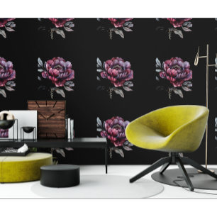 Black and Pink Gothic Flowers Wallpaper