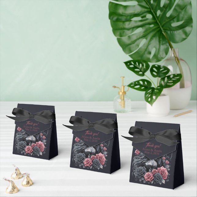 Black and Pink Gothic Wedding Couple Favour Box (Multiple)