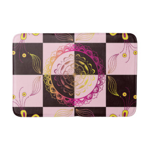 Black and Pink Graphic Art, Mystic Chequerboard Bath Mat