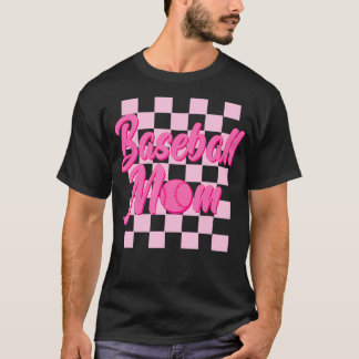 Black And Pink Grid Sports Mother Mama Player  T-Shirt