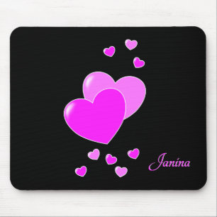 Black And Pink Hearts, Template For Your Name Mouse Pad