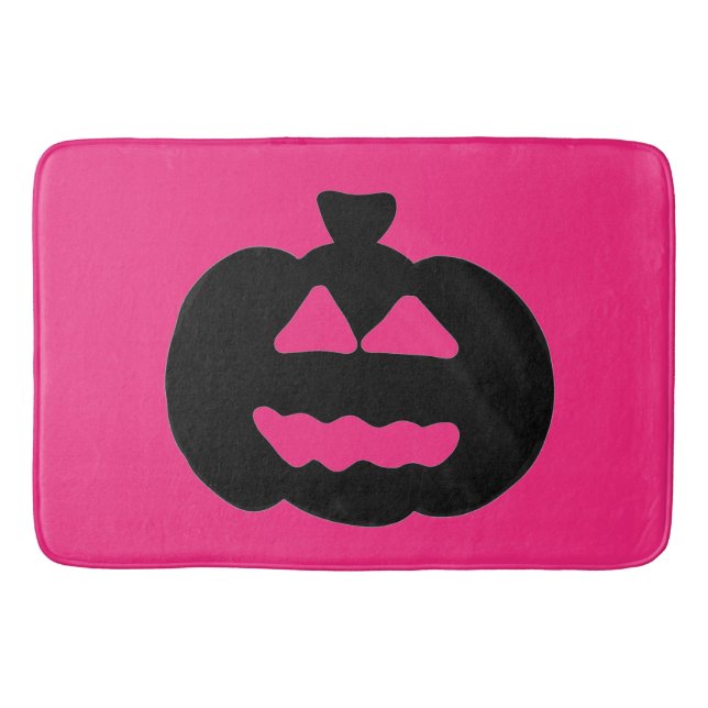 Black and Pink Jack o Lanterns  Bath Mat (Front)