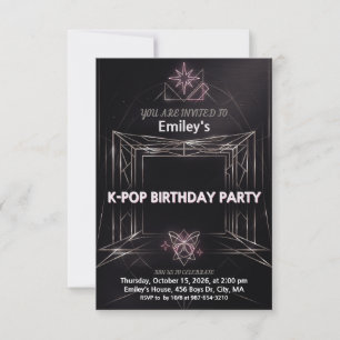 Black And Pink K-Pop Birthday Invitation