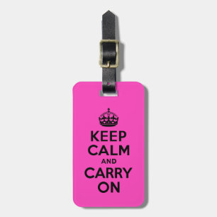 Black and Pink Keep Calm and Carry On Luggage Tag