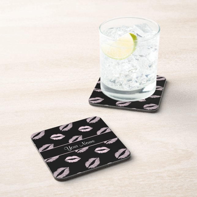Black and Pink Kisses Coaster (Right Side)