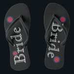 Black and Pink Lotus Flower Bride's Jandals<br><div class="desc">It is Black and Pink Lotus Flower Bride's Fun,  custom wedding flip flops.</div>
