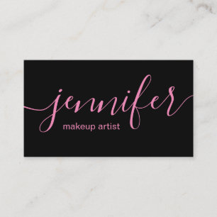 Black and Pink Makeup Artist Business Cards