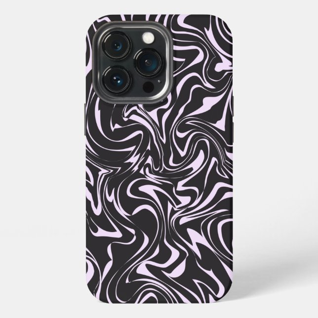 Black and Pink Marble Abstract Pattern  iPhone Case (Back)