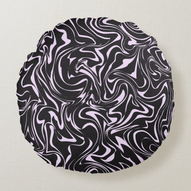 Black and Pink Marble Abstract Pattern Throw Pillo Round Cushion (Front)