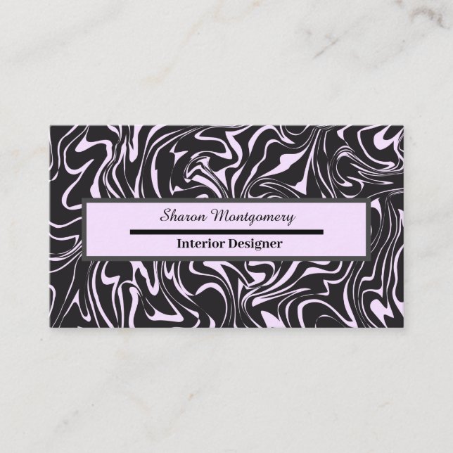 Black and Pink Marble Liquid Swirl Pattern Business Card (Front)