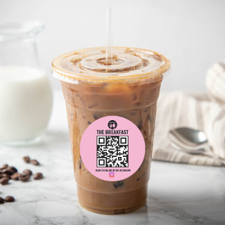 Black and Pink Modern Business Instagram Qr Code Classic Round Sticker