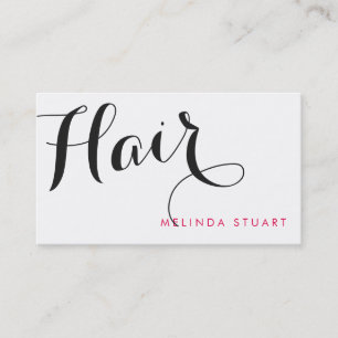 Black and Pink Modern Typography Hair Stylist Business Card